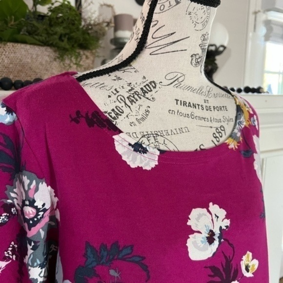 JOULES Harbour Print Jersey Top in Ruby Pink Rosy - Picture 8 of 15